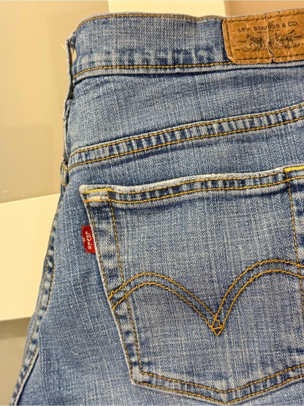 Levi's Distressed Mid-Blue Denim Cutoff Shorts